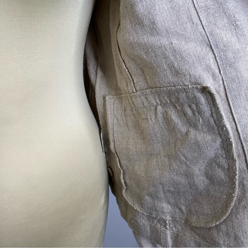 Eileen Fisher Petite Beige Irish Linen Blazer - Picture 7 of 10